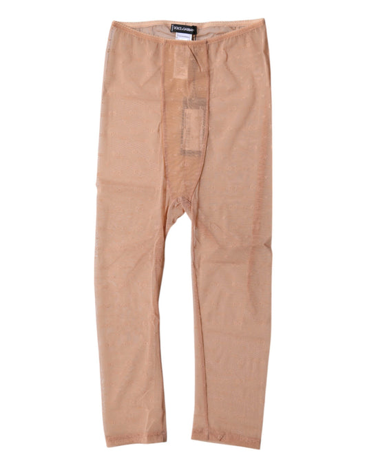 Dolce & Gabbana – Kurze, enge Unterwäsche aus Spitze mit Logo in Braun