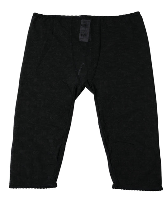 Dolce & Gabbana – Schwarze, kurze Spitzenunterwäsche mit Logo