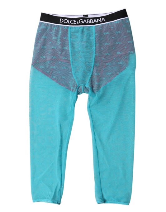 Dolce & Gabbana – Kurze Unterwäsche mit Logo in Blau-Fuchsia