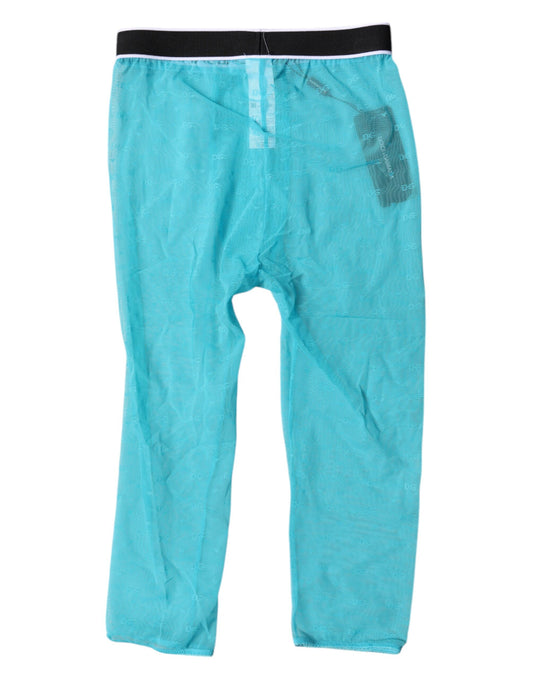 Dolce & Gabbana – Hellblaue Nylon-Shorts mit DG-Logo