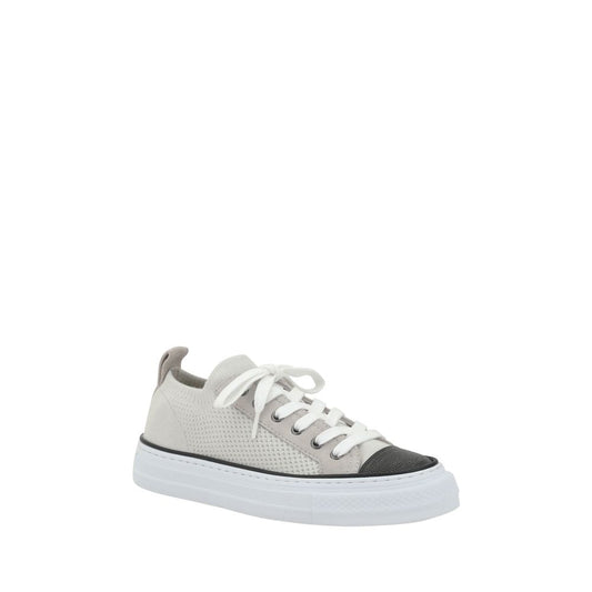 Brunello Cucinelli Mesh-Sneaker aus Baumwolle und Wildleder