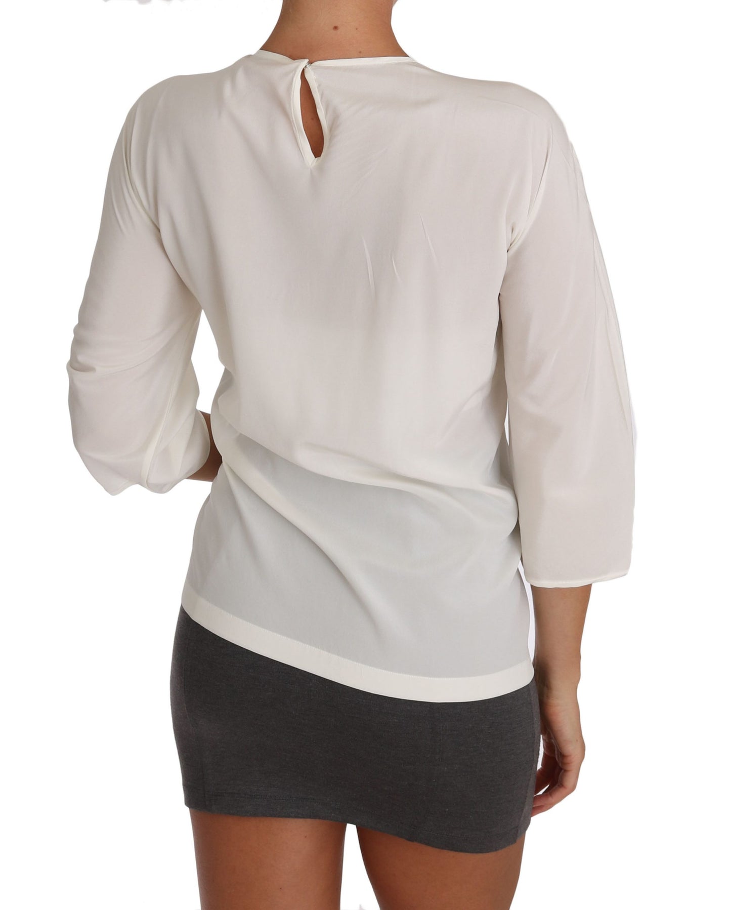 Dolce & Gabbana Weißes Seidenblusen-T-Shirt #dgfamily