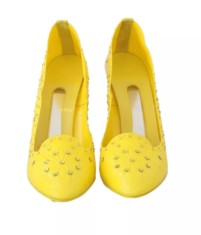 Dolce & Gabbana Gelbe Kristall Heels CINDERELLA Schuhe