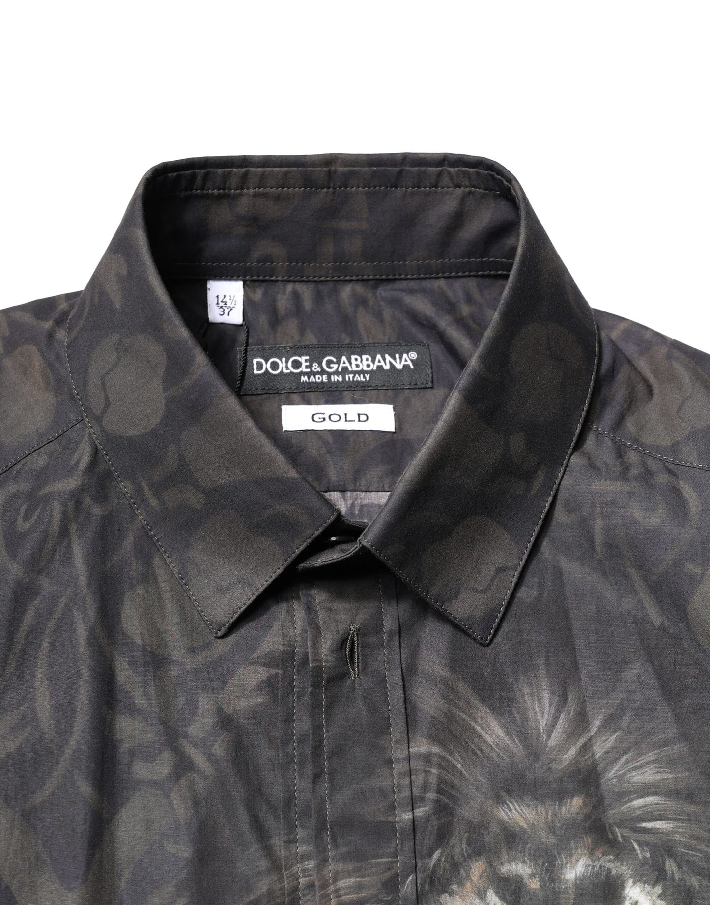 Dolce & Gabbana Schwarzes Royal Pet Portrait GOLD Hemd