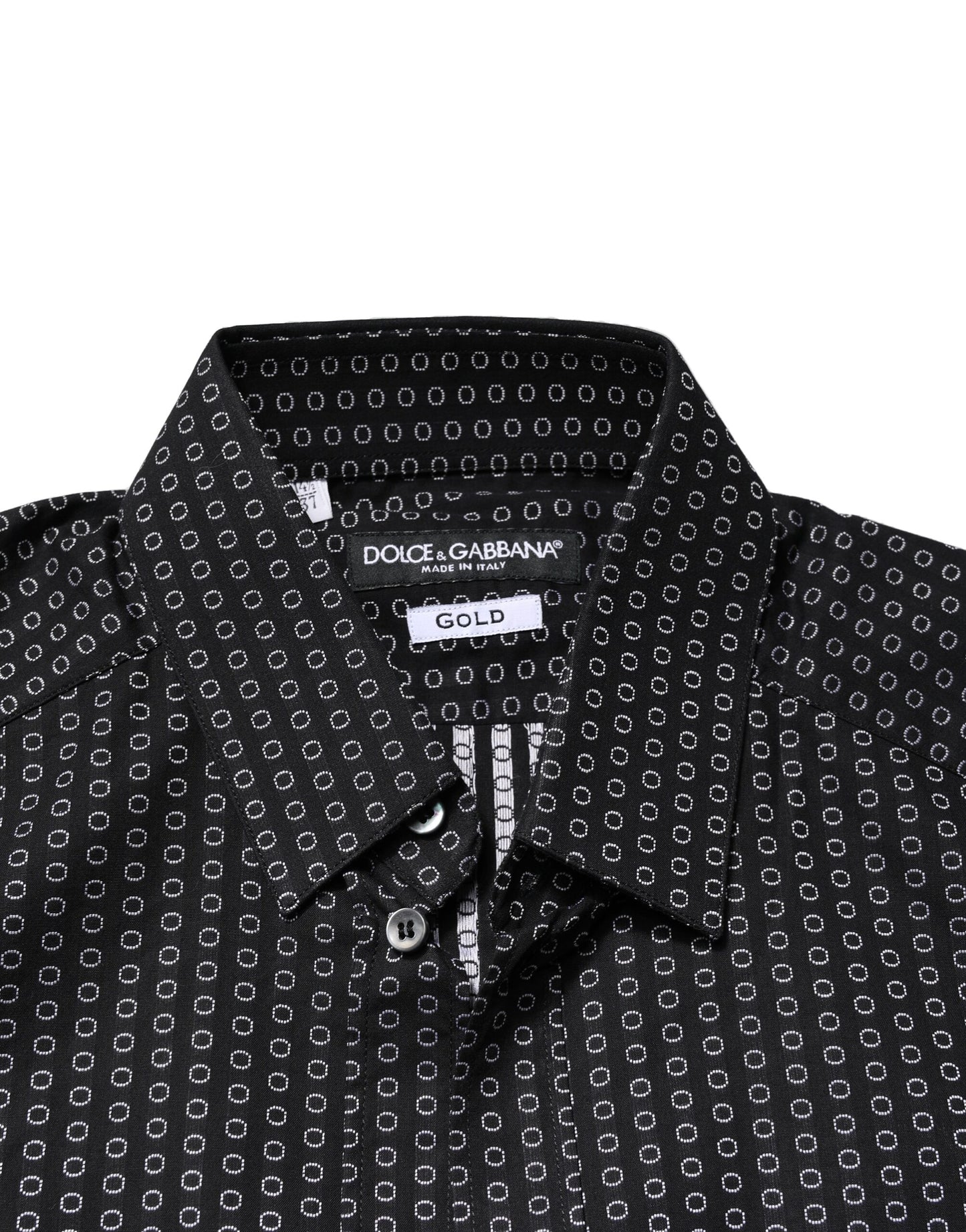 Dolce & Gabbana Schwarz GOLD gemustertes Herrenhemd aus Baumwolle
