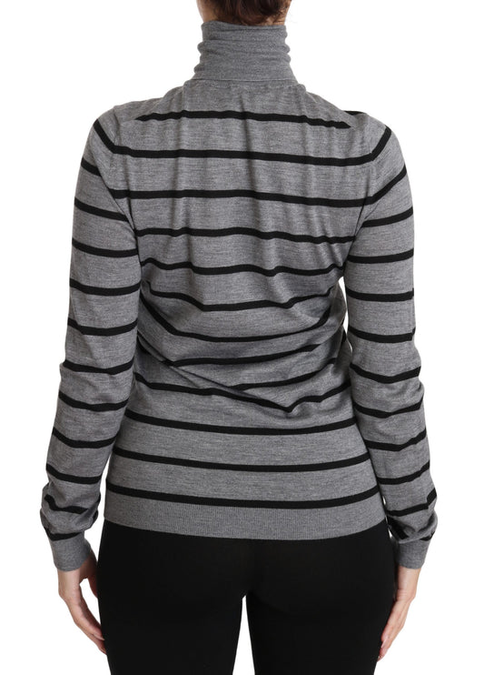 Dolce & Gabbana Grauer Rollkragenpullover aus Kaschmir-Seide