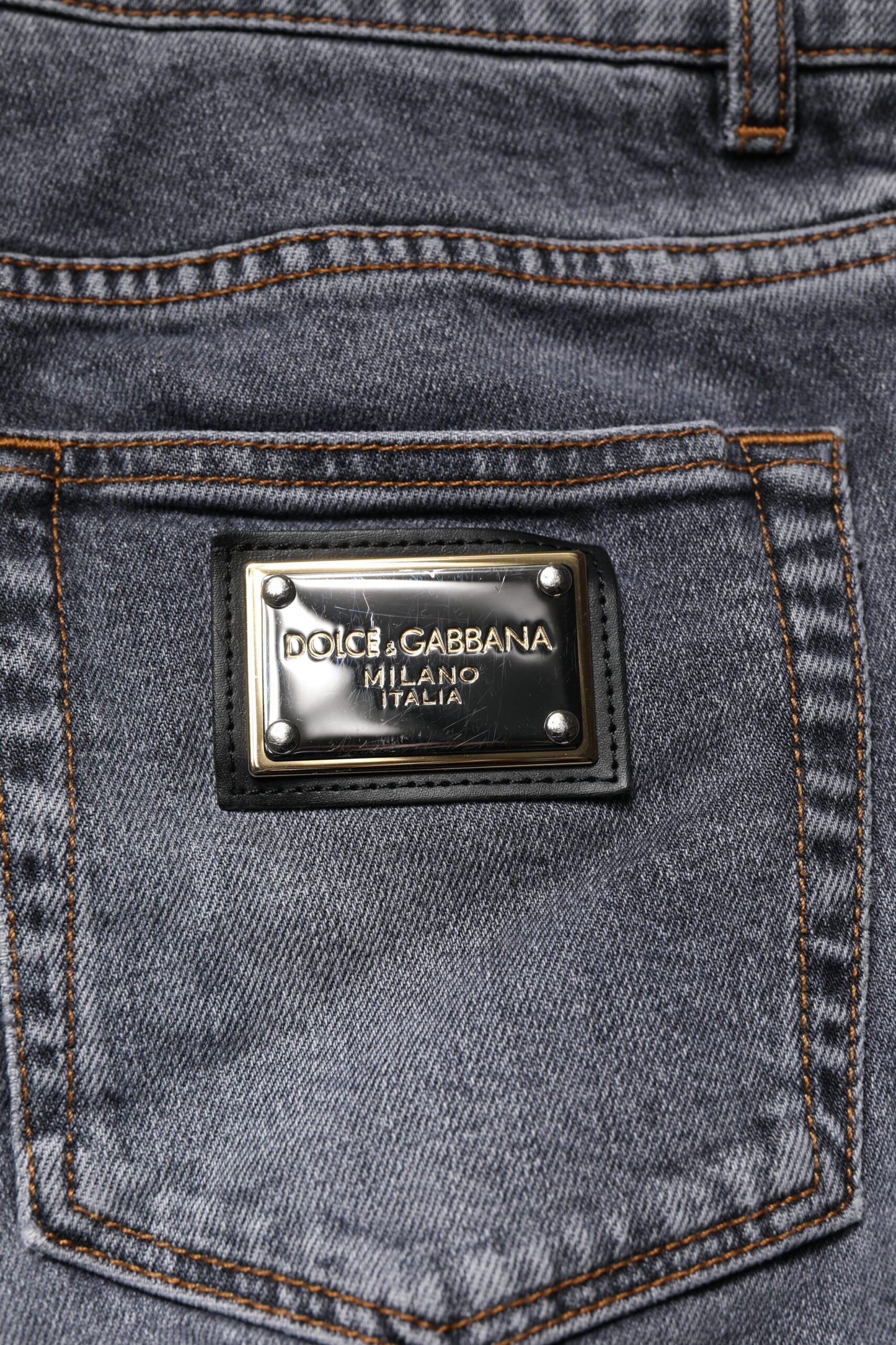 Dolce & Gabbana Dunkelgraue Skinny-Jeans aus Baumwollstretch