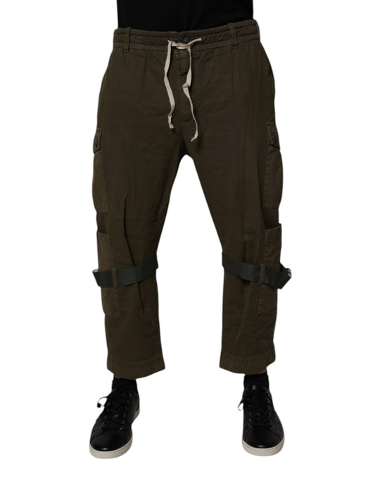 Dolce & Gabbana Braune Cargohose aus Baumwollstretch