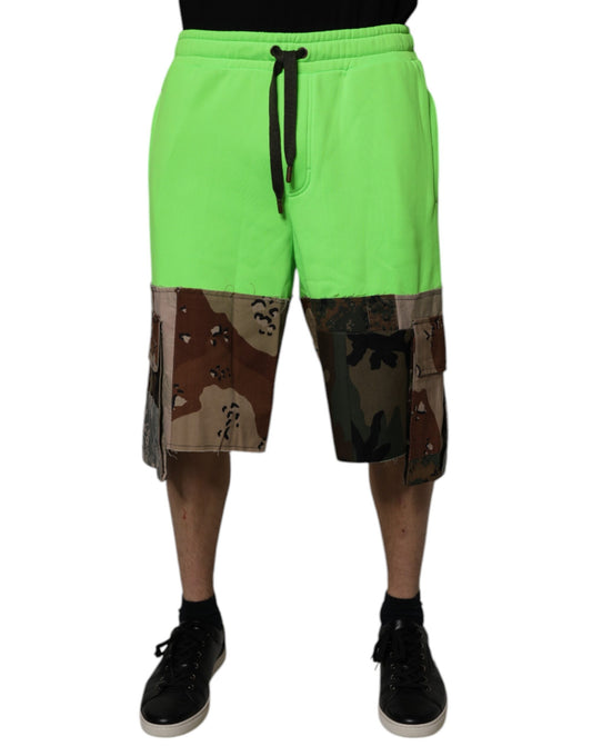 Dolce & Gabbana – Grüne Cargo-Bermudashorts mit Patchwork