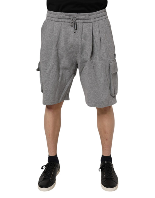 Dolce & Gabbana Graue Cargo-Bermuda-Sweatshorts aus Baumwolle
