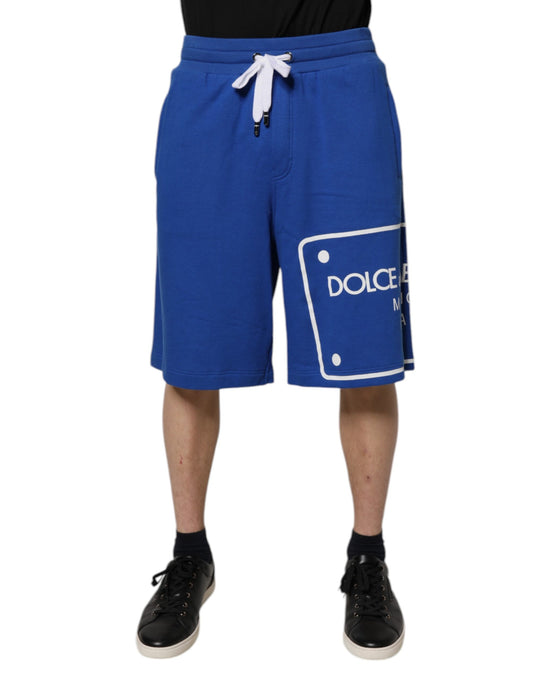 Dolce & Gabbana – Blaue Bermuda-Sweatshorts aus Baumwolle mit Logo