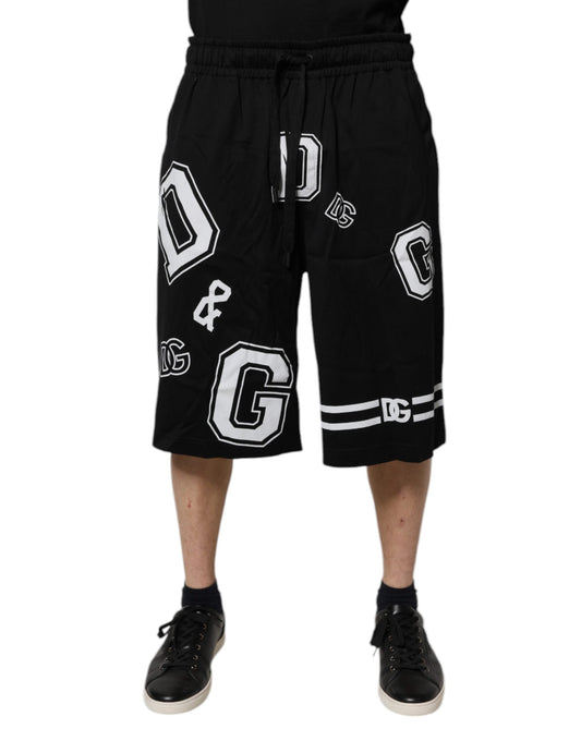 Dolce & Gabbana – Schwarze Bermuda-Sweatshorts aus Baumwolle mit Logo