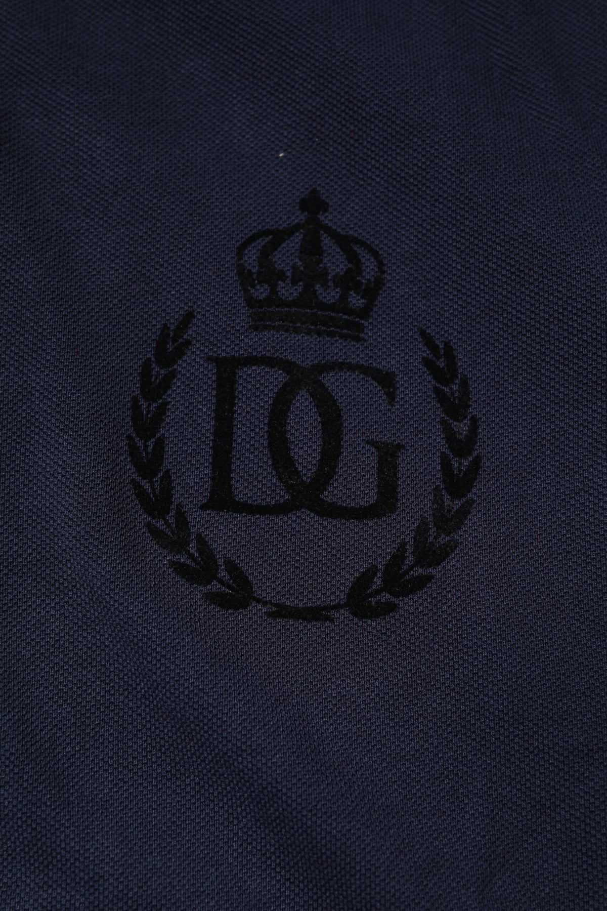 Dolce & Gabbana – Dunkelblaues Poloshirt aus Baumwolle mit Kronenkragen