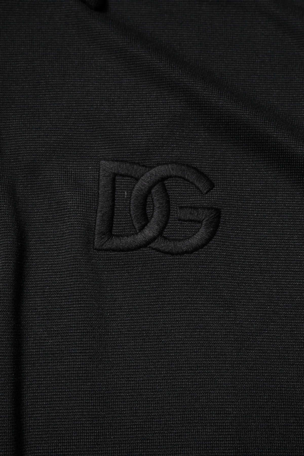 Dolce & Gabbana – Schwarzes Poloshirt aus Polyester mit DG-Logo und Kragen