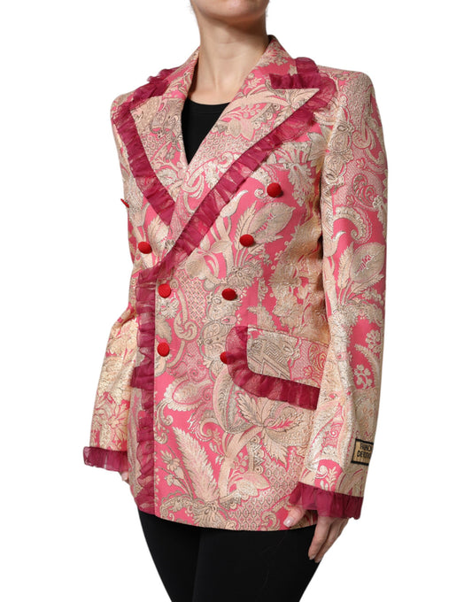 Dolce & Gabbana – Blazerjacke aus Jacquard-Nylon in Roségold