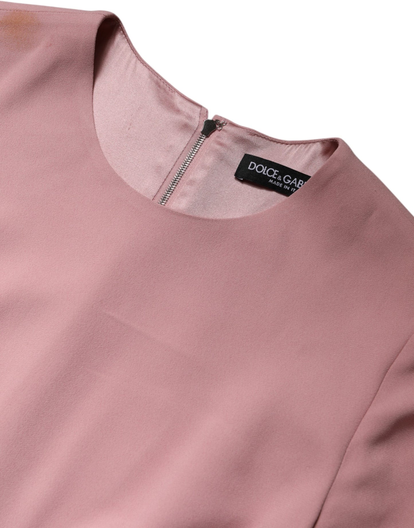 Dolce & Gabbana – Rosa A-Linien-Kleid aus Viskose mit ausgestellten 3/4-Ärmeln