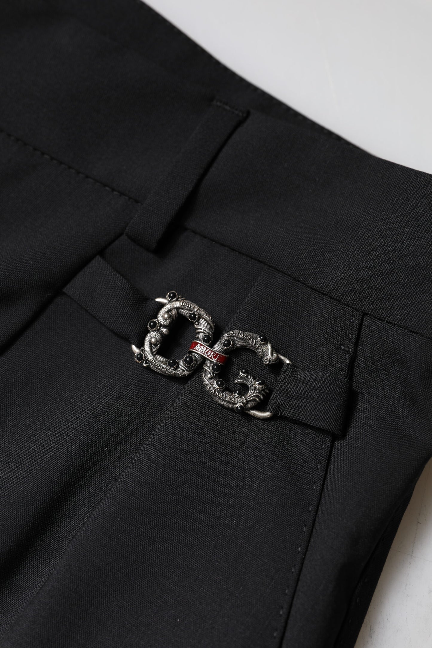 Dolce & Gabbana Schwarze Anzughose aus Polyester mit hoher Taille
