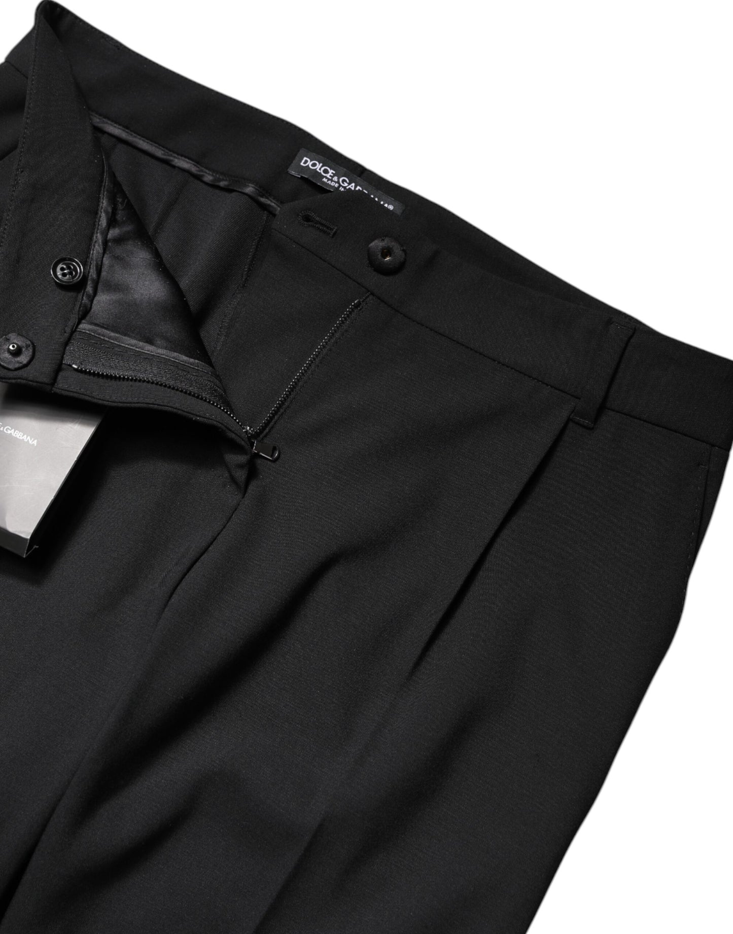 Dolce & Gabbana – Schwarze Anzughose aus Wolle mit hoher Taille und Bootcut