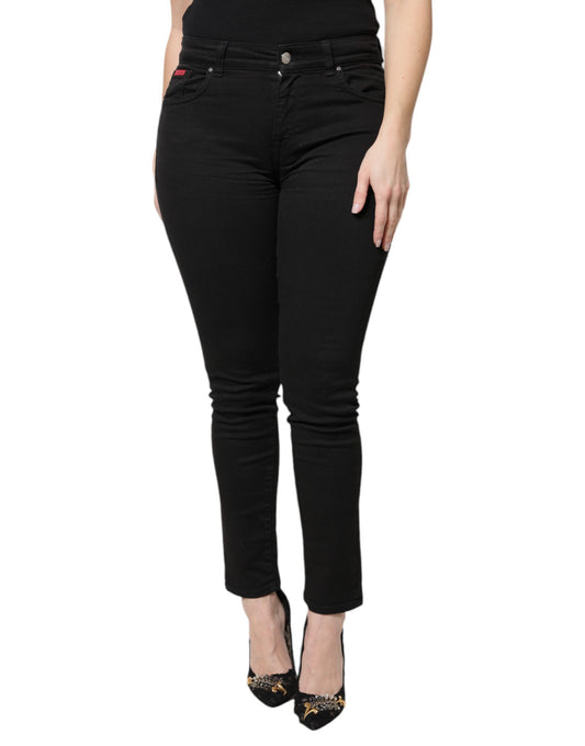 Dolce & Gabbana Black Cotton High Waist Skinny Denim Jeans