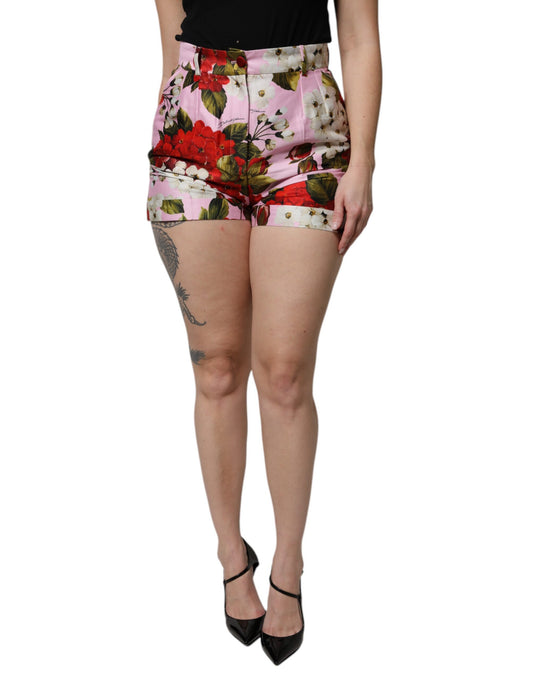Dolce & Gabbana – Hotpants mit hoher Taille und Blumenmuster in Rosa