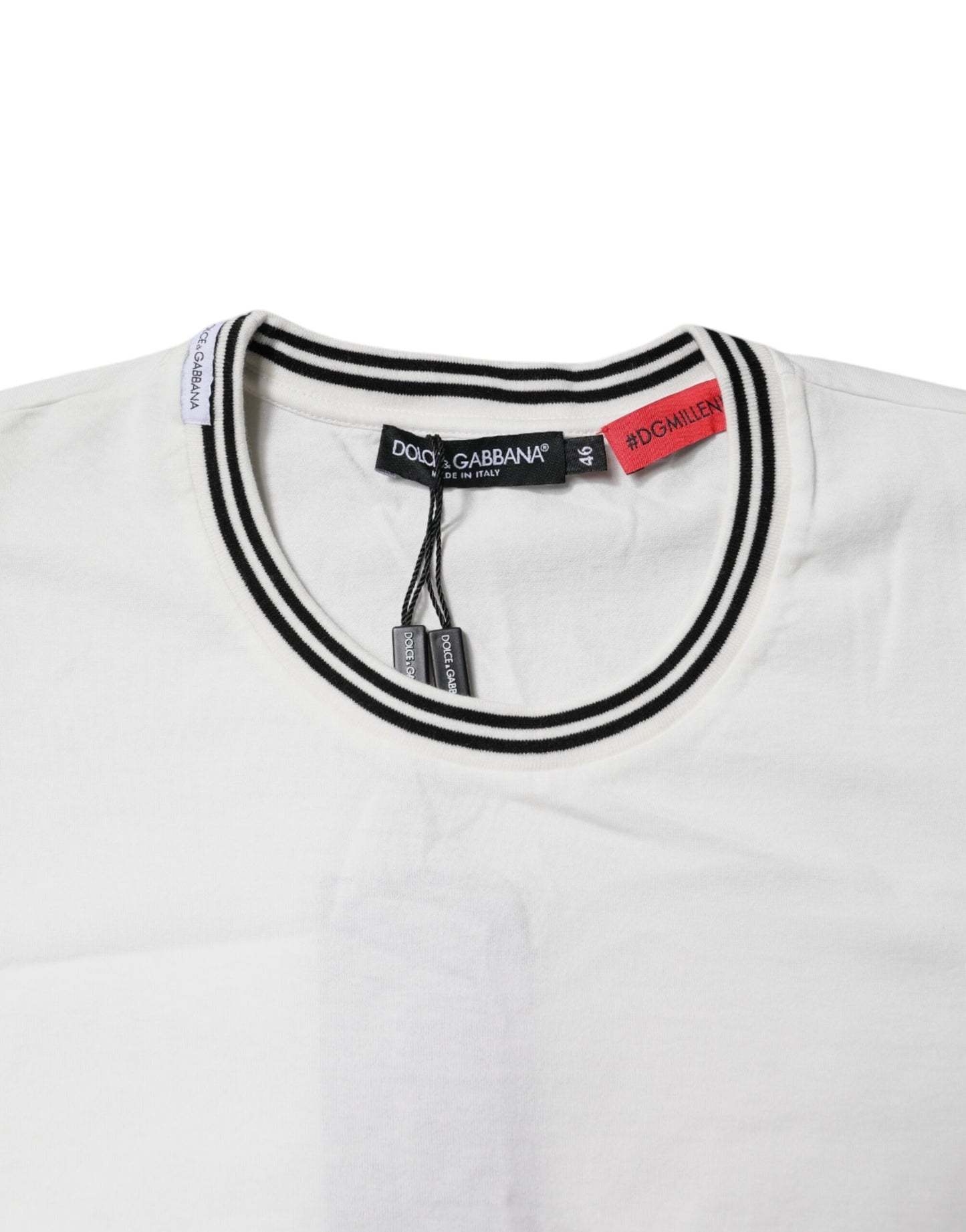 Dolce & Gabbana – Weißes T-Shirt mit Rundhalsausschnitt aus Baumwolle #DGMillennials