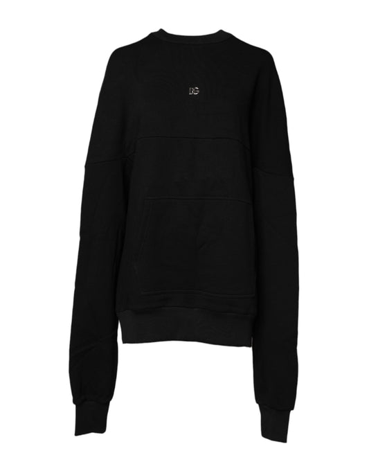Dolce & Gabbana – Schwarzes Sweatshirt aus Baumwolle mit Rundhalsausschnitt