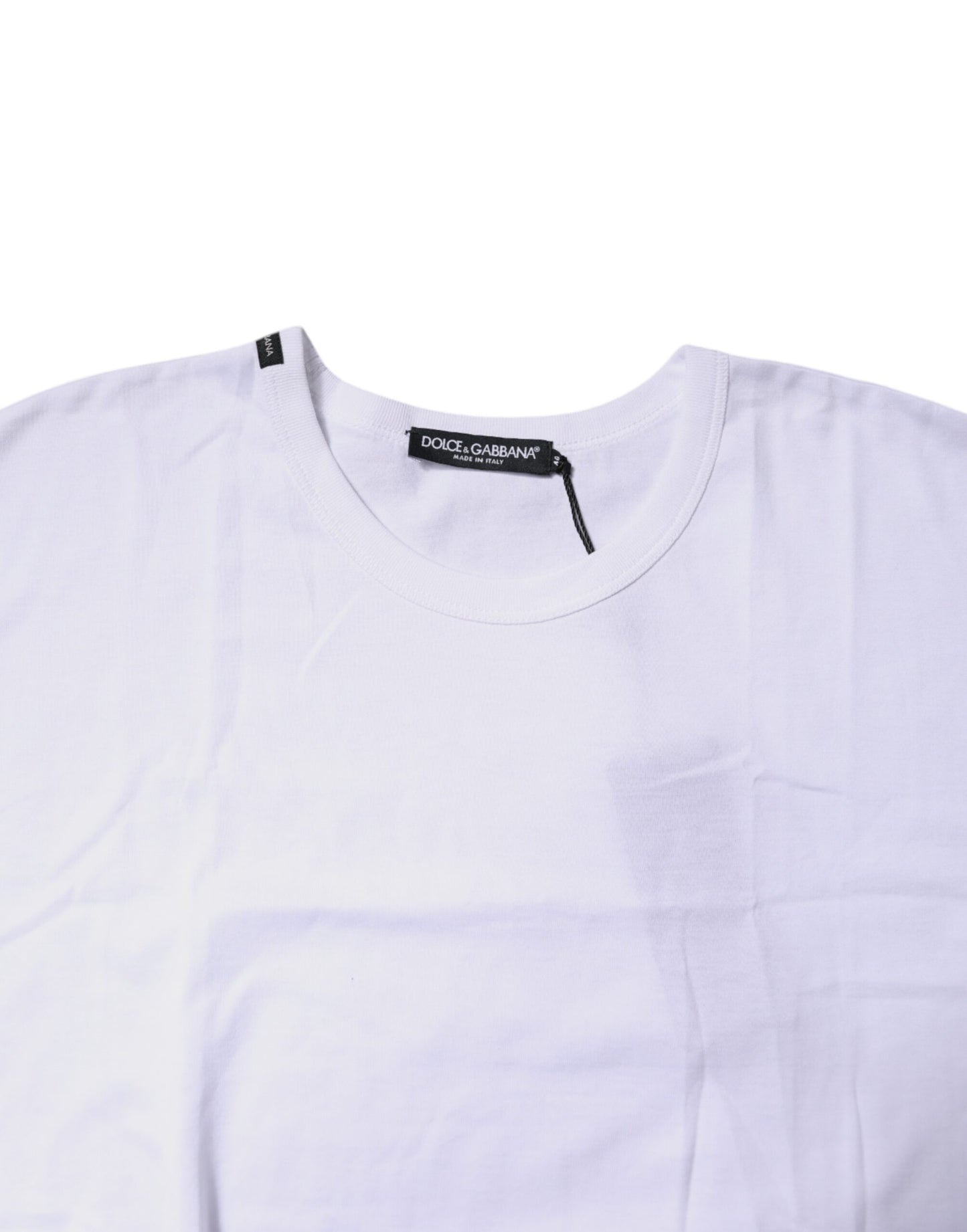 Dolce & Gabbana – Kurzes T-Shirt-Oberteil aus weißer Baumwolle mit Rundhalsausschnitt