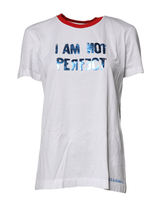 Dolce & Gabbana – Weißes Baumwoll-T-Shirt mit Rundhalsausschnitt und grafischem Print