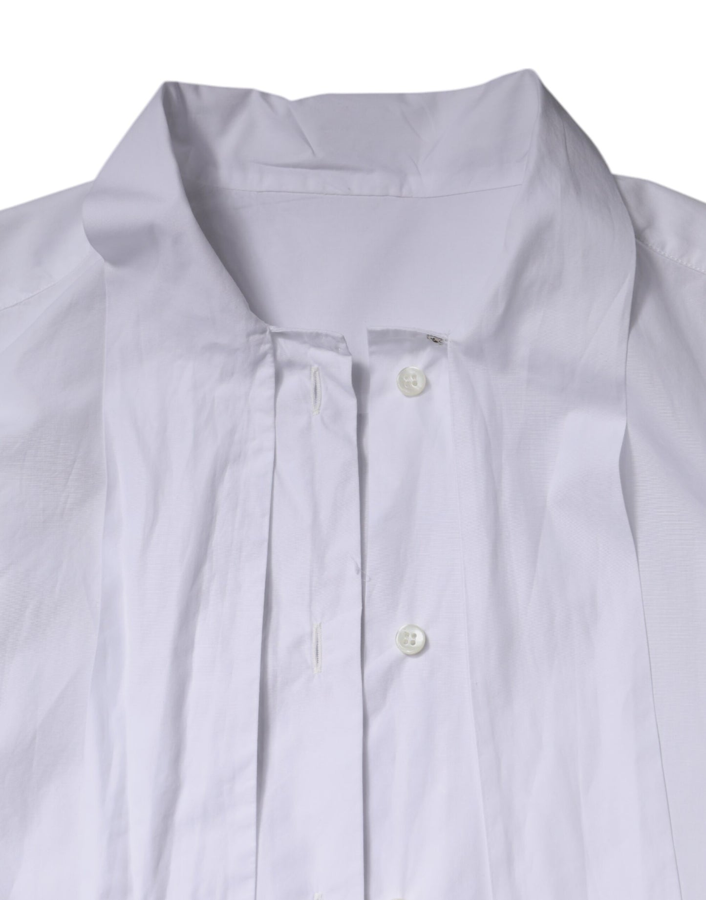 Dolce & Gabbana, weißes Blusentop mit Ascot-Kragen und langen Ärmeln
