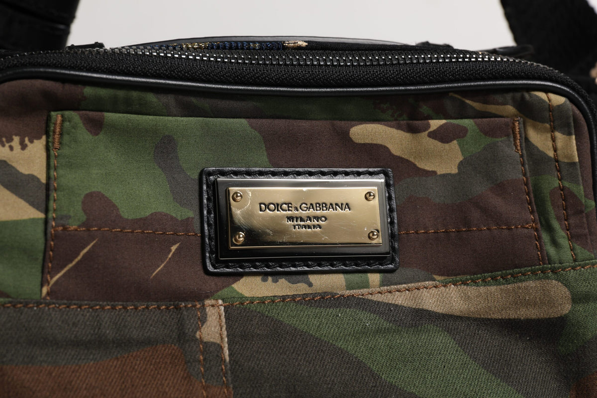 Dolce & Gabbana – Mehrfarbige Gürteltasche mit Camouflage-Patchwork-Logo
