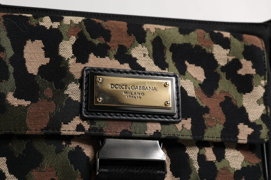 Dolce & Gabbana – Mehrfarbige Umhängetasche aus Jacquard mit Leopardenmuster