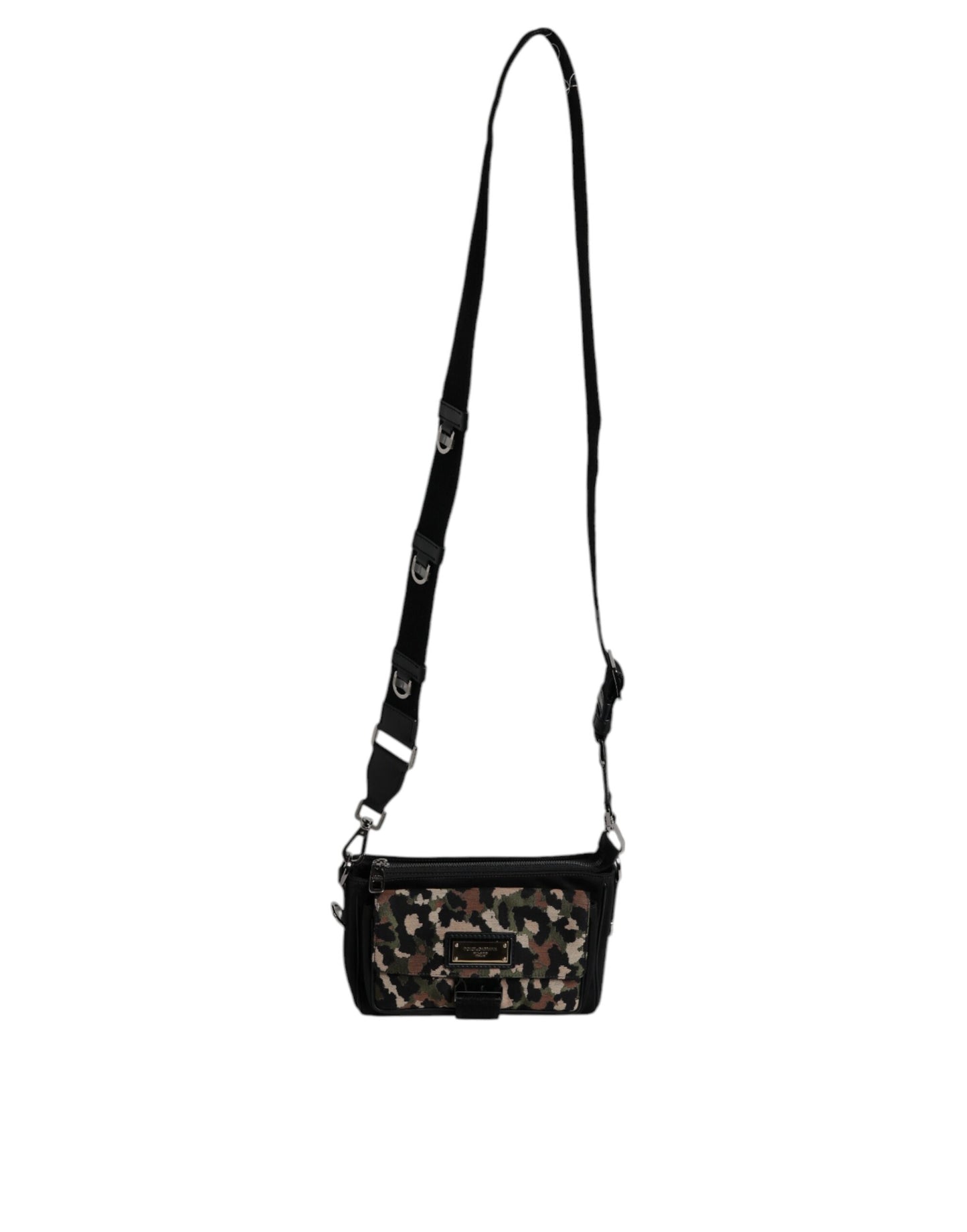 Dolce & Gabbana – Mehrfarbige Umhängetasche aus Jacquard mit Leopardenmuster
