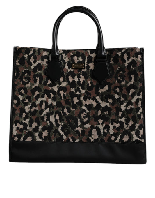 Dolce & Gabbana Multicolor Leopard Shopping Tote Shoulder Bag