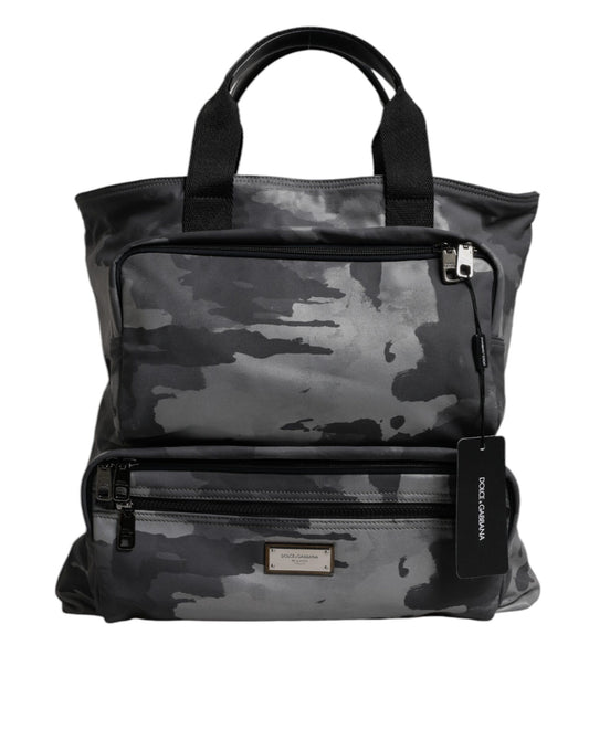 Dolce & Gabbana – Schwarze Camouflage-Tasche mit Schultergurt und Logo-Plakette