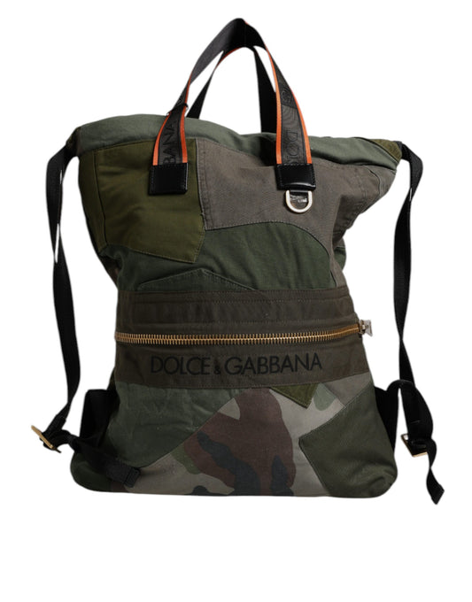Dolce & Gabbana Militärgrüner Patchwork-Rucksack
