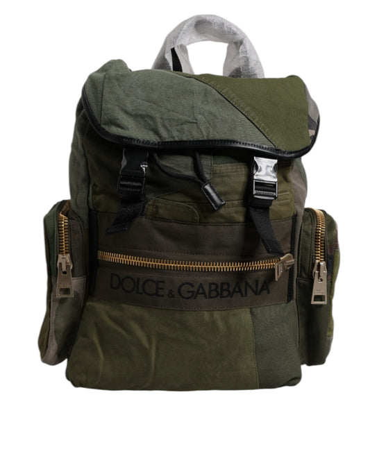 Dolce & Gabbana Militärgrüner Patchwork-Reiserucksack