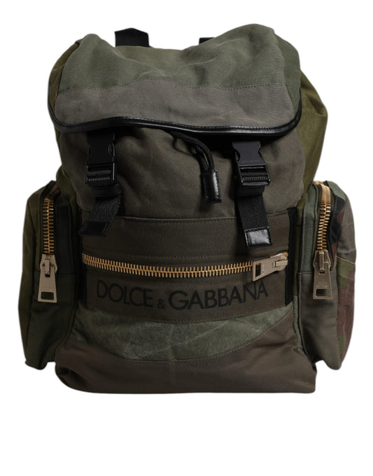 Dolce & Gabbana Militärgrüner Patchwork-Schulrucksack