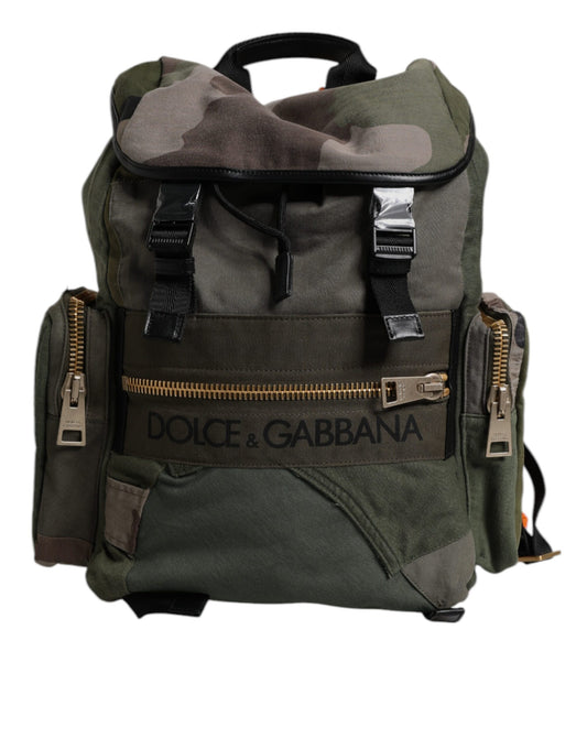 Dolce & Gabbana Militärgrüner Patchwork-Reiserucksack