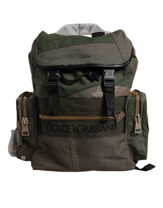Dolce & Gabbana Militärgrüner Patchwork-Reiserucksack