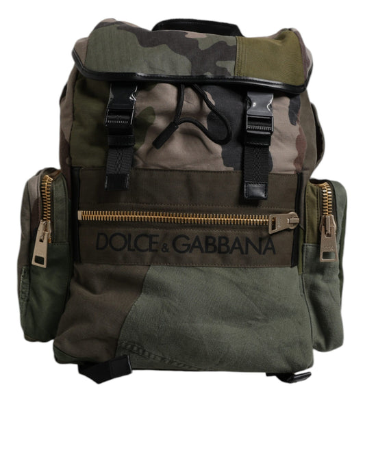 Dolce & Gabbana Militärgrüner Patchwork-Reiserucksack