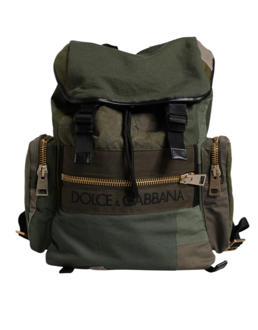 Dolce & Gabbana Militärgrüner Patchwork-Schulrucksack