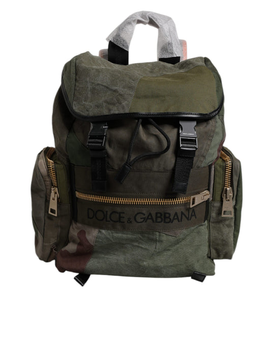 Dolce & Gabbana Militärgrüner Patchwork-Reiserucksack