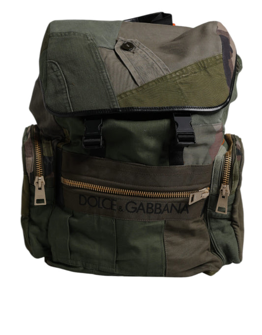 Dolce & Gabbana Militärgrüner Patchwork-Reiserucksack