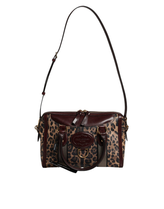 Dolce & Gabbana – Reisetasche aus braunem Leopardenleder mit Schultergurt