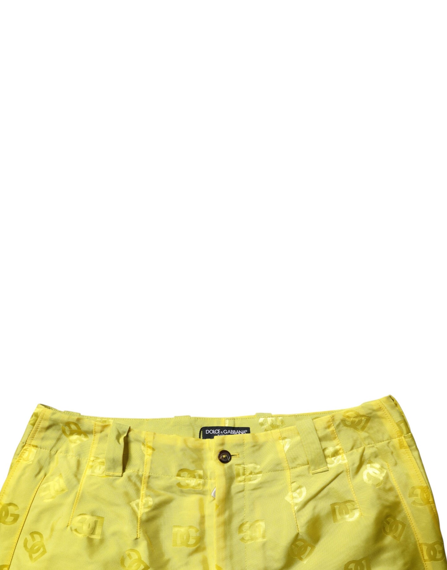 Dolce & Gabbana Gelbe gerade Hose aus Polyester mit DG-Monogramm