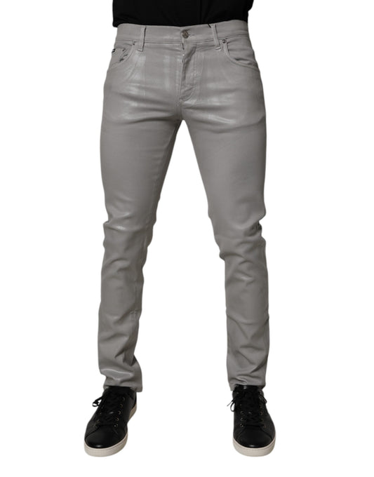 Dolce & Gabbana Graue Slim Fit Jeans aus Baumwollstretch für Herren