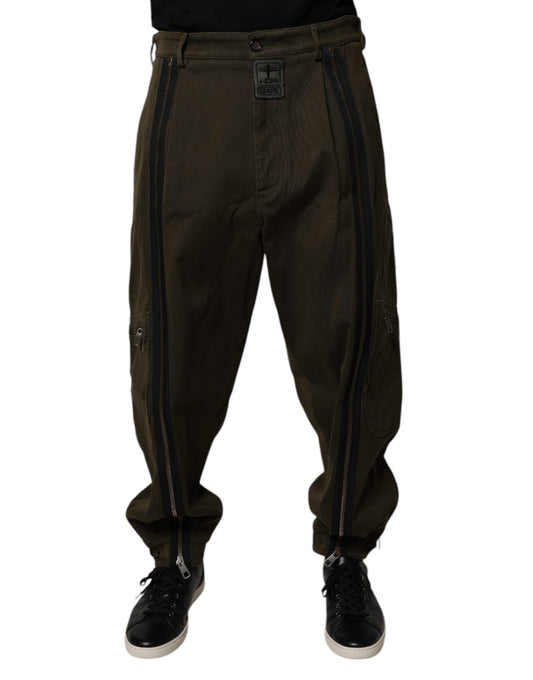 Dolce & Gabbana Dunkelbraune Cargohose aus Baumwolle