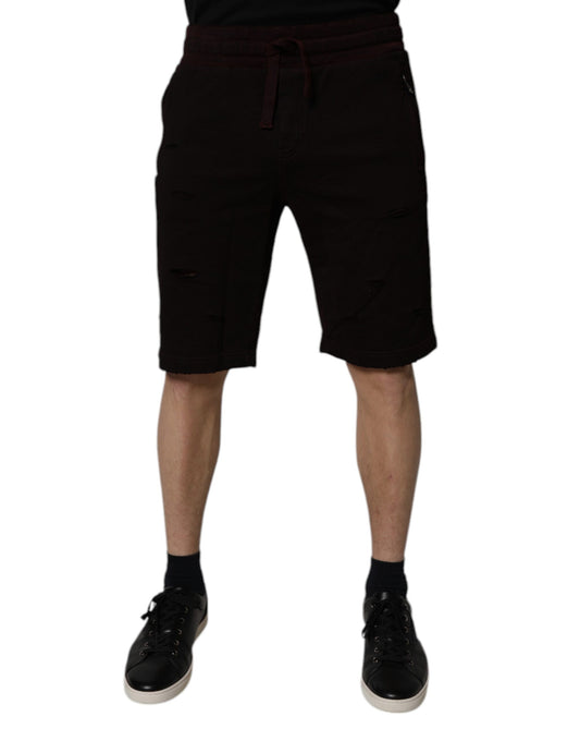 Dolce & Gabbana Kastanienbraune Baumwoll-Sweatshorts Herren Bermudashorts