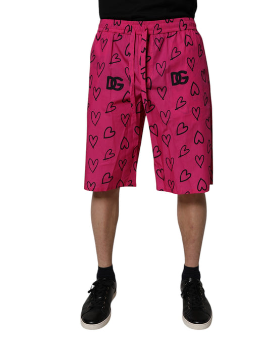 Dolce & Gabbana – Rosa Bermudashorts aus Baumwolle mit Herz-Print
