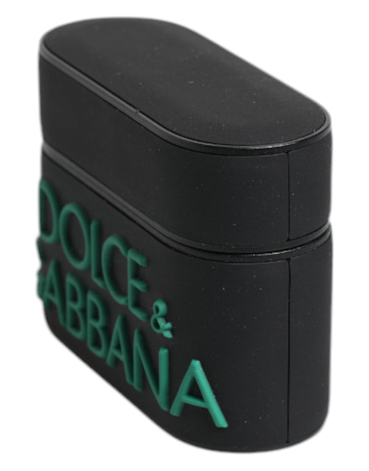 Dolce & Gabbana – Airpods-Hülle aus Silikon mit geprägtem Logo in Schwarz und Orange